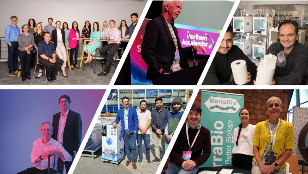 Montage of Northern Accelerator spinout businesses and leaders