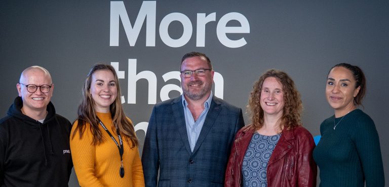 Pictured: Laurence Tan (Praetura Ventures), Jess Jackson (Praetura Ventures), Sam Whitehouse (LightOx), Carrie Ambler (LightOx), Sim Singh-Landa (Praetura Ventures)